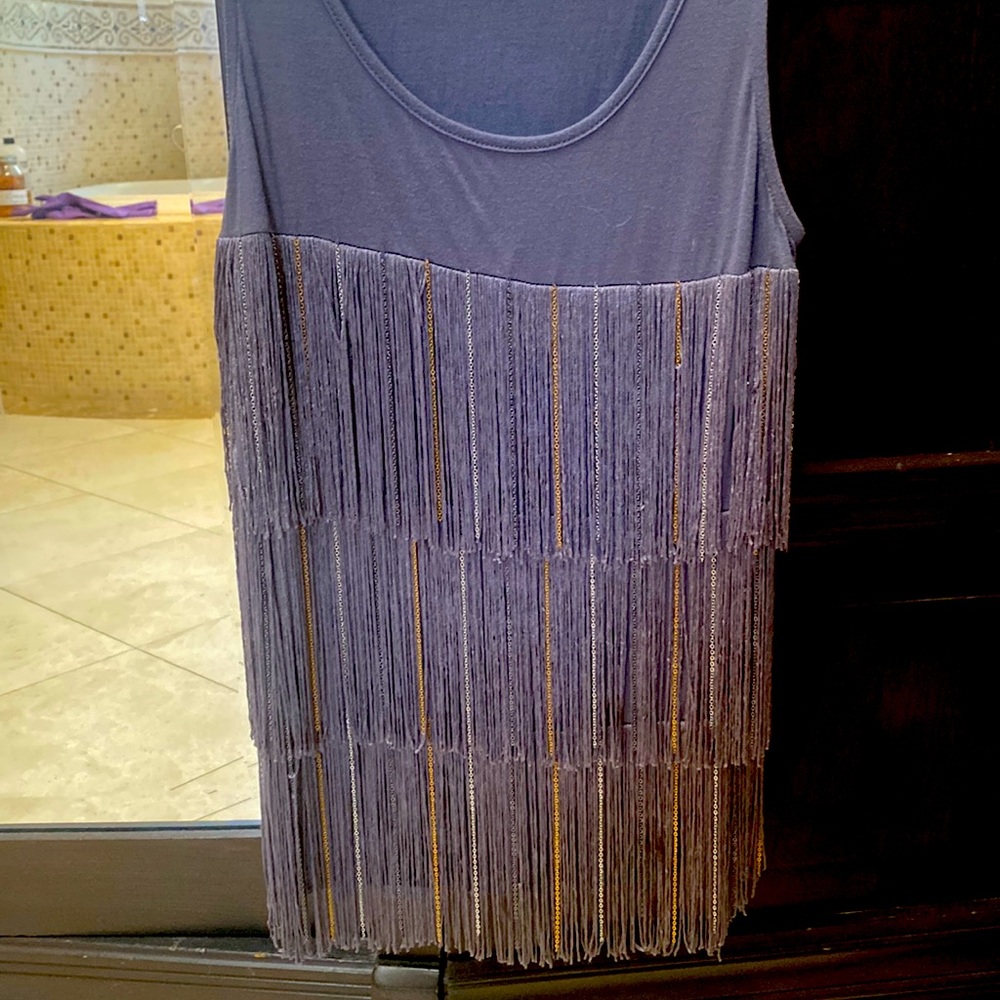 Fringe grey tank tshirt top